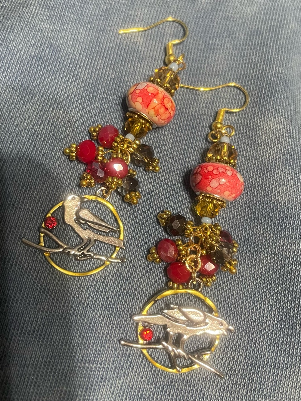 Silver and Gold Raven Earrings